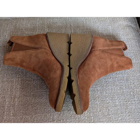 Clarks Clarkford Top - Dark Tan Suede Wedge Ankle Boots - Womens 10M - Picture 6 of 9